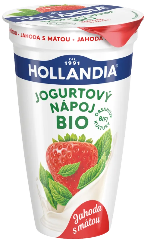 Hollandia Jogurtový nápoj BIO jahoda s mátou