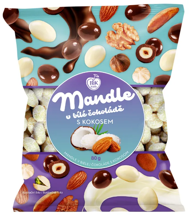IBK trade Mandle v  bílé čokoládě s kokosem 
