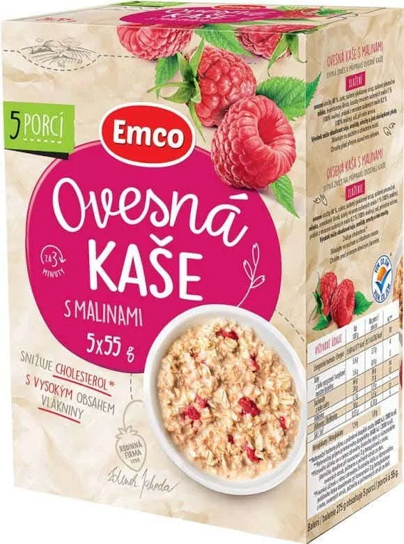 Emco Ovesná kaše s malinami 5x55g