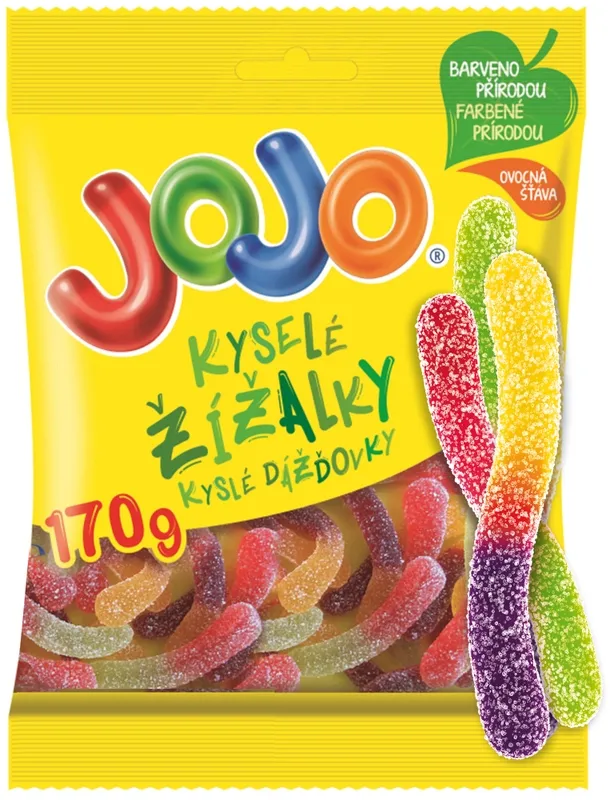 Jojo Kyselé žížalky želé bonbóny s ovocnými příchutěmi