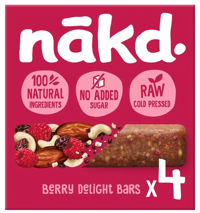 Nakd Berry Delight - Ovocno-oříškové RAW tyčinky s malinami 4x35g