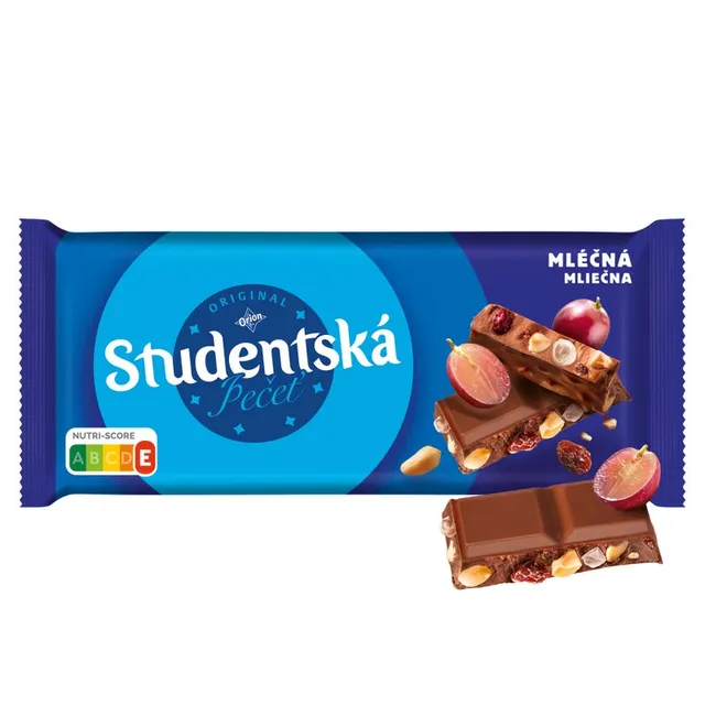 ORION Studentská pečeť, mléčná čokoláda s arašídy, rozinkami a želé