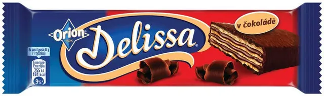 ORION Delissa oplatka s kakaovou náplní máčená v hořké čokoládě