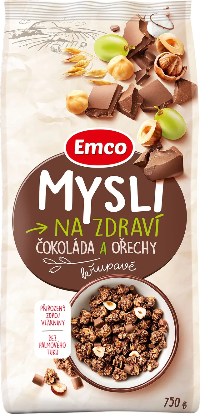 Emco Mysli na Zdraví Křupavá Čokoláda a ořechy