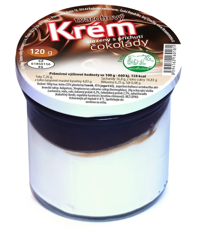 Farma rodiny Němcovy Tvarohový krém slazený s příchutí čokolády