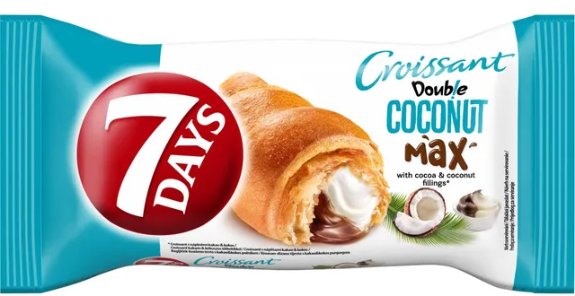 7Days Croissant Double s kakaovou a kokosovou náplní