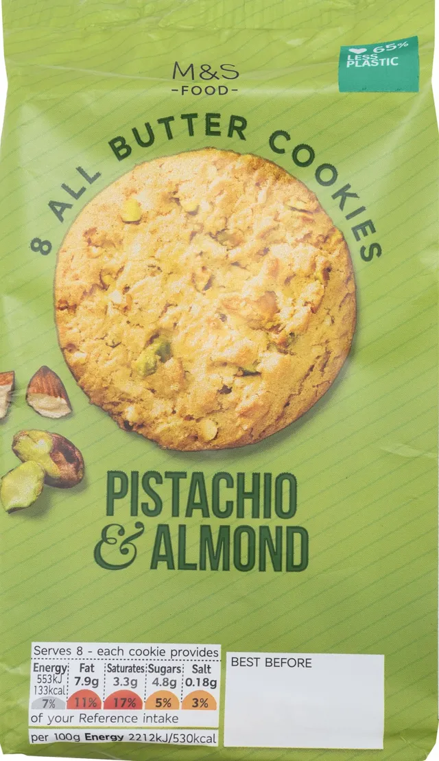 Marks & Spencer Máslové sušenky s pistáciovými ořechy a mandlemi