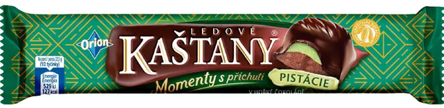 Orion Ledové kaštany momenty s příchutí pistácie, čokoládová tyčinka s náplní