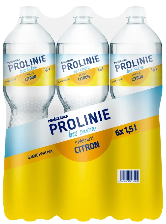 Poděbradka Prolinie minerální voda citronová bez cukru 6×1,5 l
